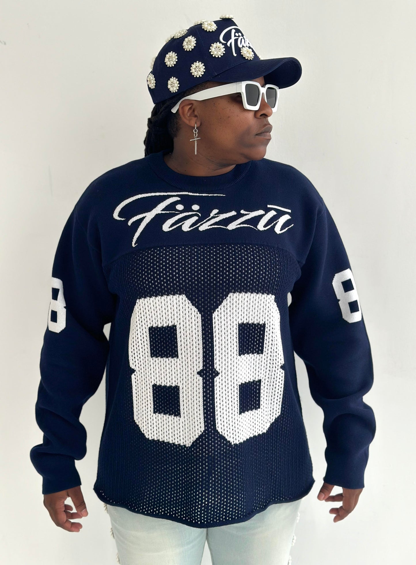 Navy Knitted Football Jersey