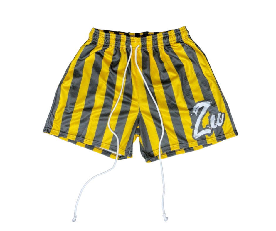 Pin Striped Yellow/Black Shorts Mesh