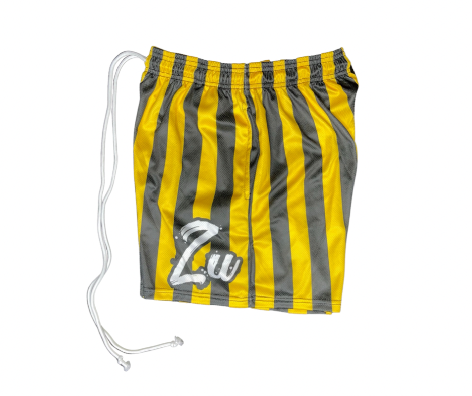 Pin Striped Yellow/Black Shorts Mesh