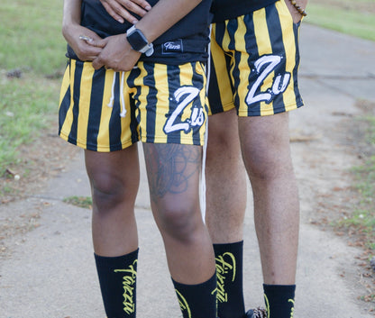 Pin Striped Yellow/Black Shorts Mesh